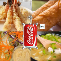 House Salad, Tempura Shrimp, Miso Soup, Egg Roll, Coke Bundle